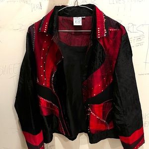 red and black punk 80s jacket